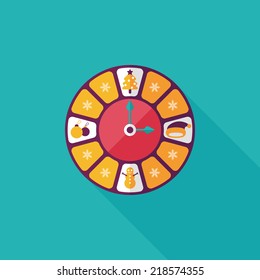 Christmas style clock flat icon with long shadow eps10