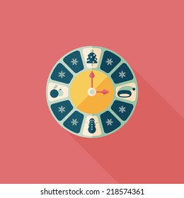 Christmas style clock flat icon with long shadow eps10