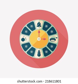Christmas style clock flat icon with long shadow eps10