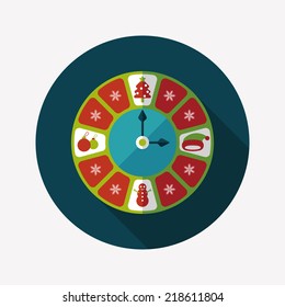 Christmas style clock flat icon with long shadow eps10
