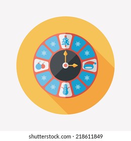 Christmas style clock flat icon with long shadow eps10