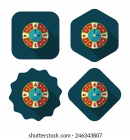 Christmas style clock flat icon with long shadow eps10