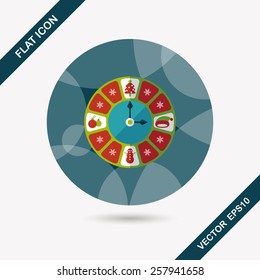 Christmas style clock flat icon with long shadow eps10