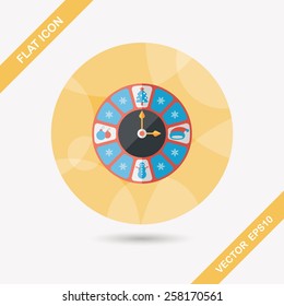 Christmas style clock flat icon with long shadow eps10