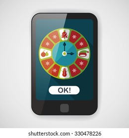 Christmas style clock flat icon with long shadow eps10