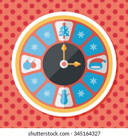 Christmas style clock flat icon with long shadow eps10