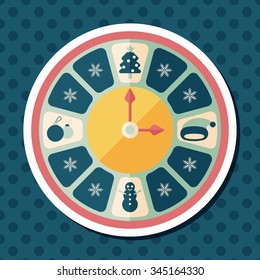 Christmas style clock flat icon with long shadow eps10