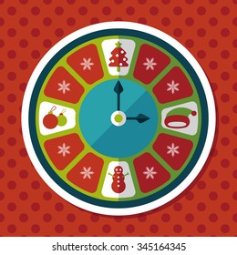 Christmas style clock flat icon with long shadow eps10