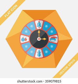 Christmas style clock flat icon with long shadow eps10