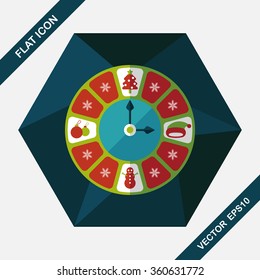 Christmas style clock flat icon with long shadow eps10