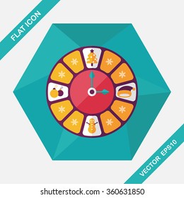 Christmas style clock flat icon with long shadow eps10