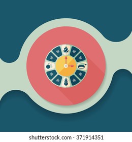 Christmas style clock flat icon with long shadow eps10