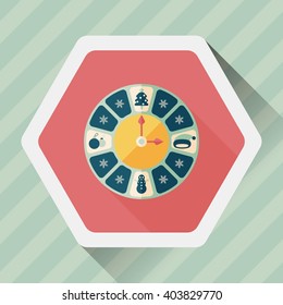 Christmas style clock flat icon with long shadow eps10