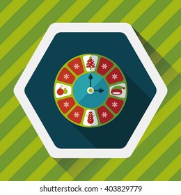 Christmas style clock flat icon with long shadow eps10