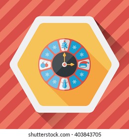 Christmas style clock flat icon with long shadow eps10