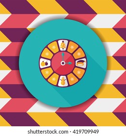 Christmas style clock flat icon with long shadow eps10
