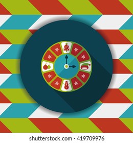 Christmas style clock flat icon with long shadow eps10