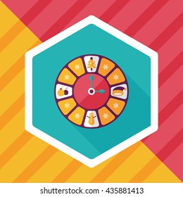 Christmas style clock flat icon with long shadow eps10