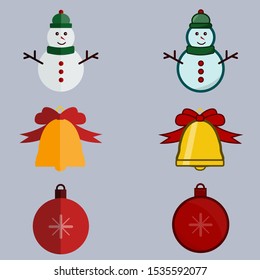 Christmas style in flat style. Set for the New Year. Flat style for Christmas and New Year. Vector.