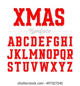 Christmas Style Font, Xmas Typeface. Vector Illustration.