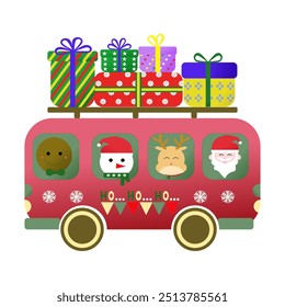 Christmas style gift box transport van.