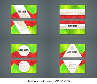 Christmas Style Green and Red Color Business Card Design Collection