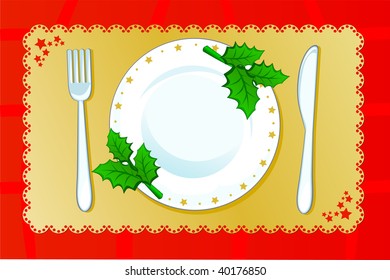 Christmas style table set, vector illustration