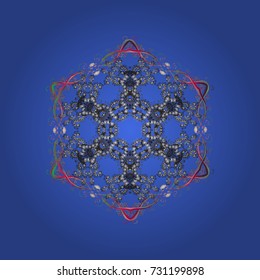 Christmas Stylized blue, gray and neutral Snowflakes on a blue, gray and neutral colors. Vector illustration.