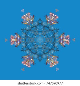 Christmas Stylized blue, gray and neutral Snowflakes on a blue, gray and neutral colors. Vector illustration.