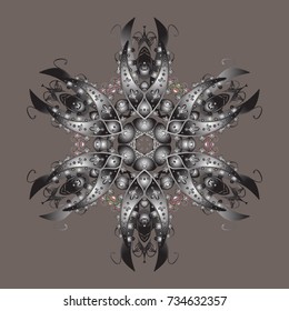 Christmas Stylized brown, gray and neutral Snowflakes on a brown, gray and neutral colors. Vector illustration.