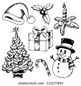 Christmas stylized drawings 1 - vector illustration.