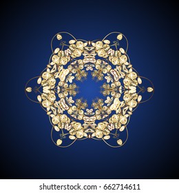 Christmas Stylized Golden snowflakes on a colorfil background. Repeating Pattern. Vector design.