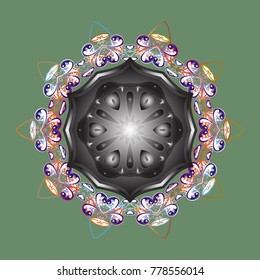 Christmas Stylized green, gray and blue Snowflakes on a green, gray and blue colors. Vector illustration.