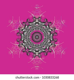 Christmas Stylized magenta, gray and neutral Snowflakes on a magenta, gray and neutral colors. Vector illustration.