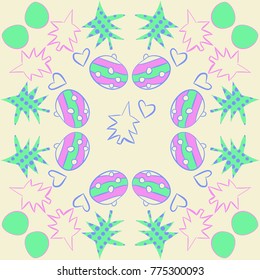  Christmas stylized motifs pattern. Hand drawn.