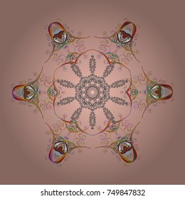 Christmas Stylized neutral, gray and orange Snowflakes on a neutral, gray and orange colors. Vector illustration.