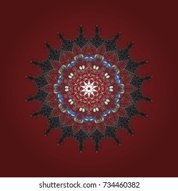 Christmas Stylized red, gray and blue Snowflakes on a red, gray and blue colors. Vector illustration.