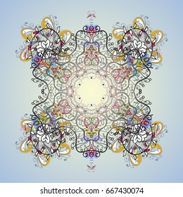 Christmas Stylized Snowflakes on a Background. Ornamental Repeating Pattern. Vector design.