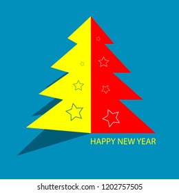 Christmas stylized Christmas tree. Festive vector image.