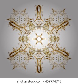 Christmas Stylized. Vector illustration. Snowflakes on a golden colors.