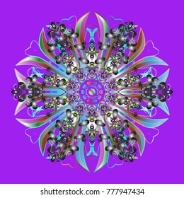 Christmas Stylized violet, gray and blue Snowflakes on a violet, gray and blue colors. Vector illustration.