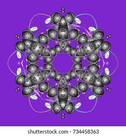 Christmas Stylized violet, gray and neutral Snowflakes on a violet, gray and neutral colors. Vector illustration.