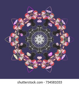 Christmas Stylized violet, gray and white Snowflakes on a violet, gray and white colors. Vector illustration.