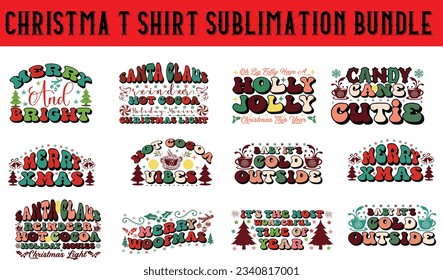 Christmas Sublimation T Shirt Bundle, Holiday SVG Bundle