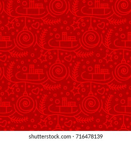 Christmas Subtle Red Ornaments Seamless Pattern - Great for Christmas and Winter Projects, Wrapping Paper, Backgrounds, Wallpapers.