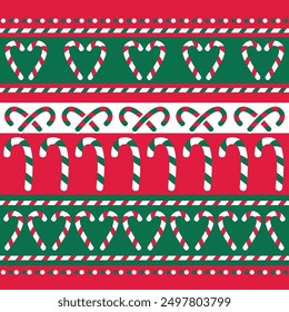 Christmas Sugar Canes Seamless Pattern