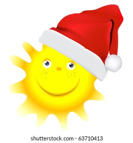 Christmas sun vector design. Cartoon drawing