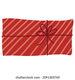 Christmas surprise present, doodle illustration of a gift with ribbon, birthday present, shop sale holiday event vector