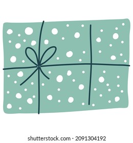 Christmas surprise present, doodle illustration of a gift with ribbon, birthday present, shop sale holiday event vector