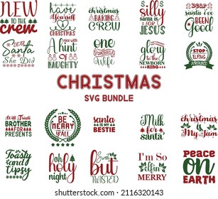 Christmas SVG Bundle. Christmas T-shirt Design SVG Bundle.